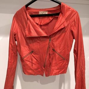 Georgie lightweight, peachy/orange biker jacket. M